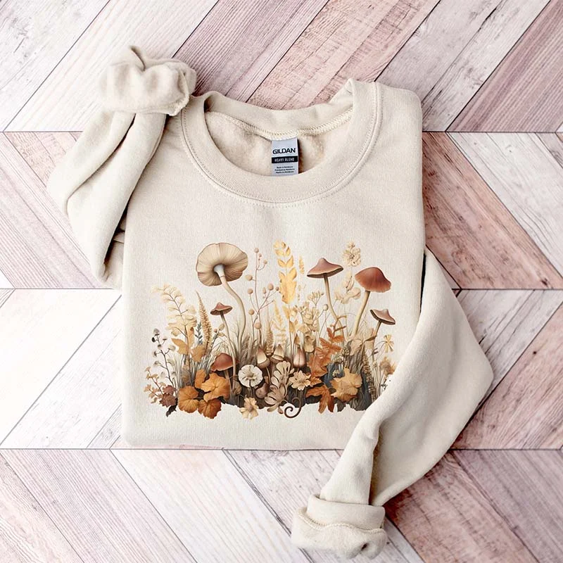 pack chill sweatshirts -Vintage  Botanical Mushroom Sweatshirt