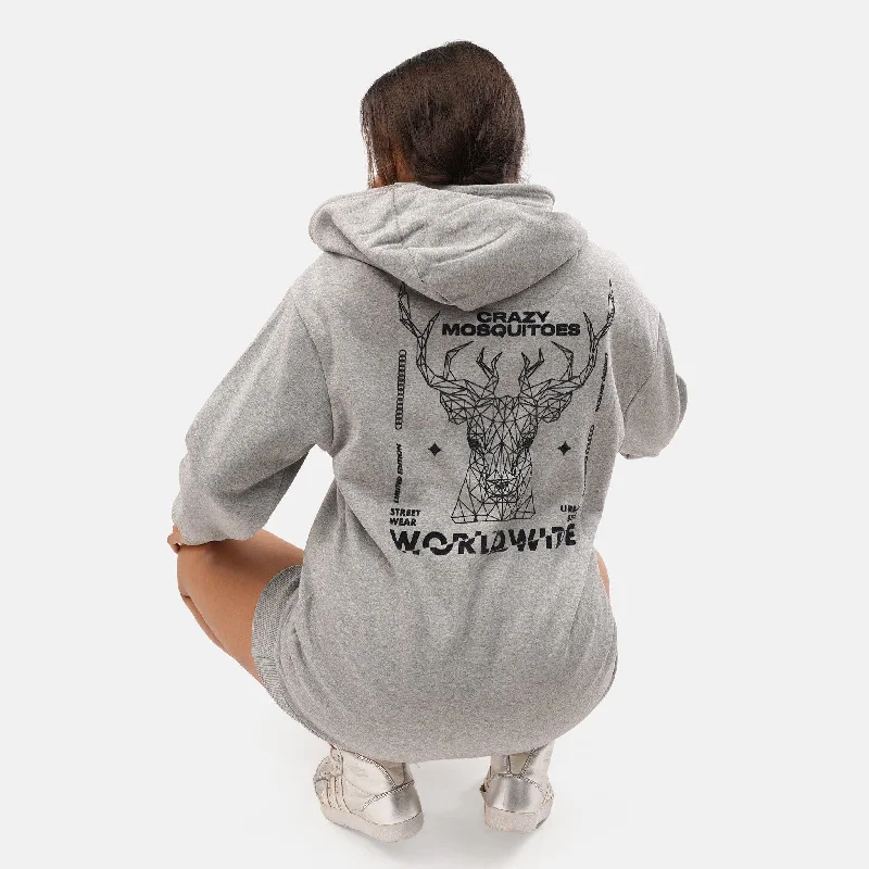 hush chill hoodies -Worldwide Long Fleece Hoodie in Grey Melange