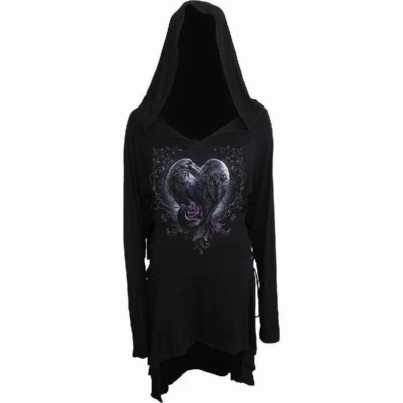 sprint hoodies running -RAVEN HEART - Black Widow Gothic Hooded Dress