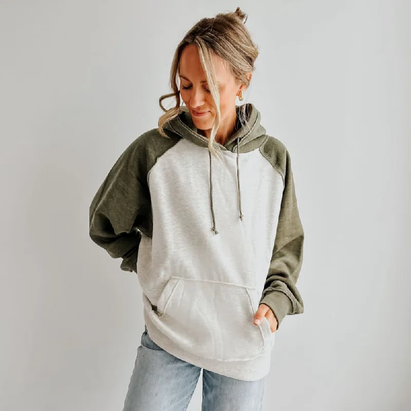 tailored hoodies online -Vintage Heather Hoodie - Oatmeal & Army Green