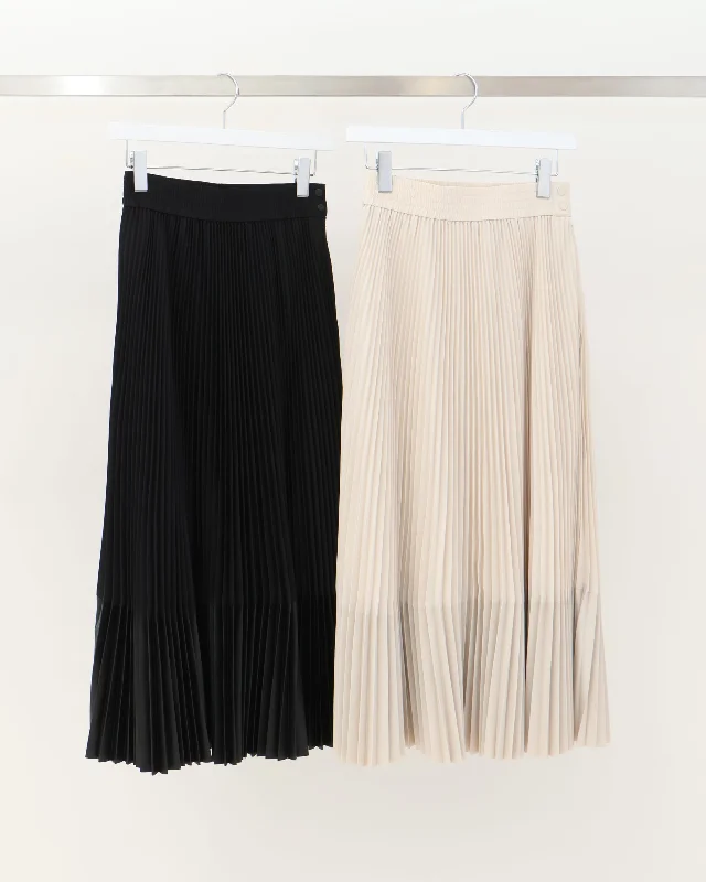 durable adventure skirts -TAFFETA X ECO-LEATHER PLEATED SKIRT 14152