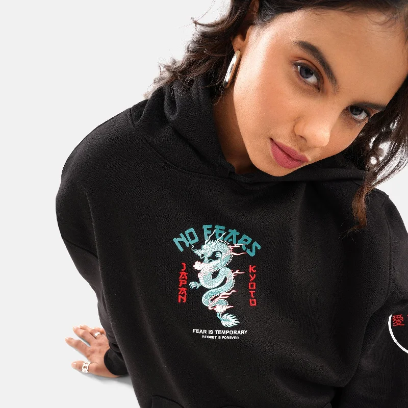 palm vivid hoodies -Dragon Regular Fleece Hoodie in Black - Womens