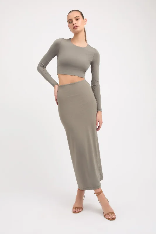 simple neutral skirts -Lulu Midi Skirt