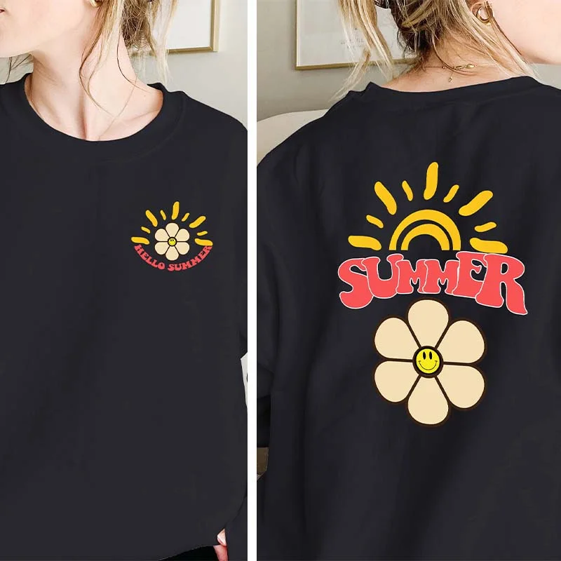 geek abstract sweatshirts -Hello Summer Floral Sweatshirt