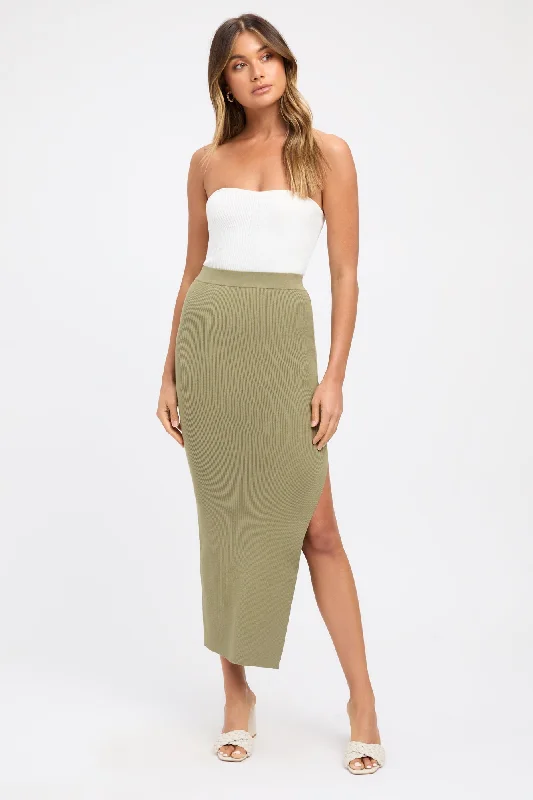 yoga comfy skirts -Lola Split Midi Skirt