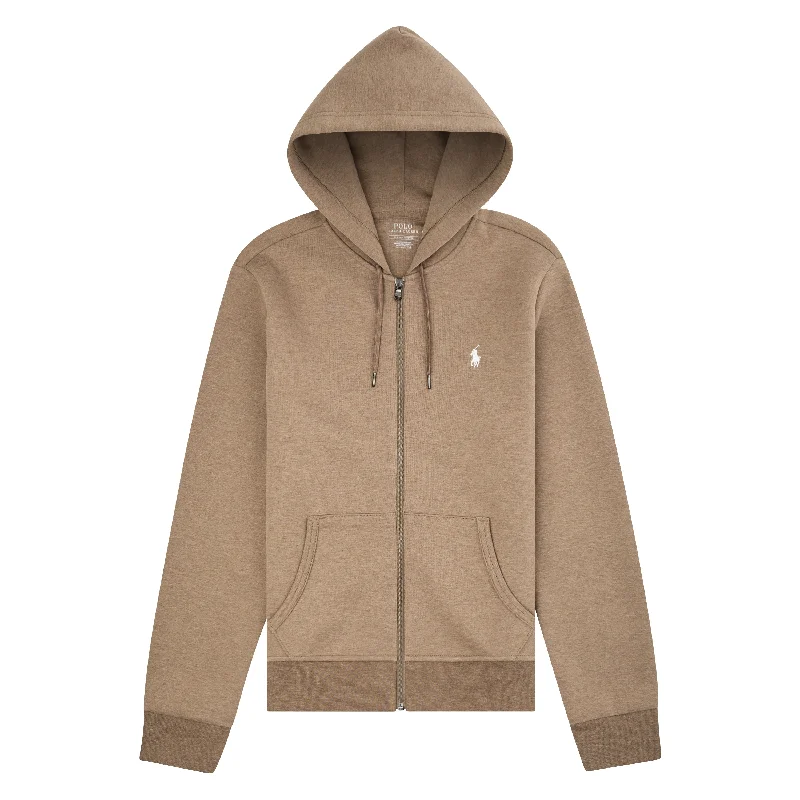 roar trend hoodies -Double-Knit Tech Full Zip Hoodie | Brown Heather