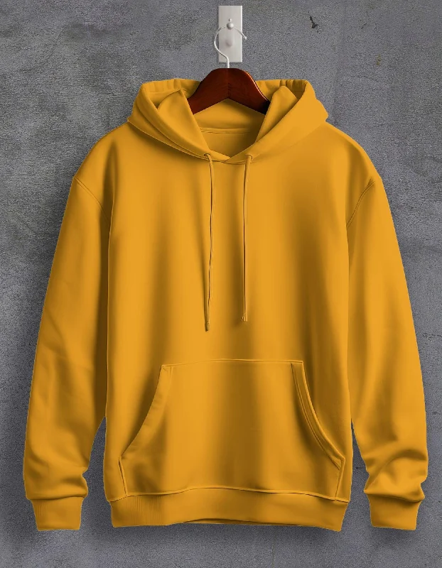 hush design hoodies -Mustard Yellow Plain Unisex Hoodie For Men/Women