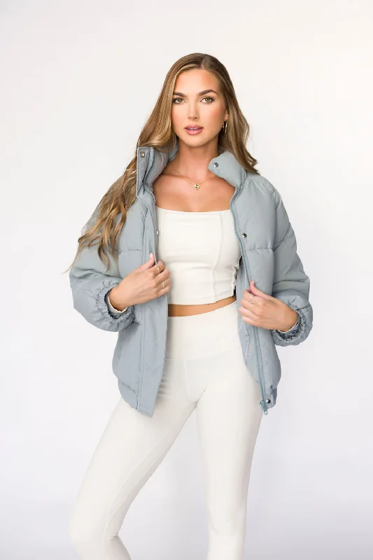 classic varsity jackets -Jasmine Oversized Puffer Jacket in Iceberg