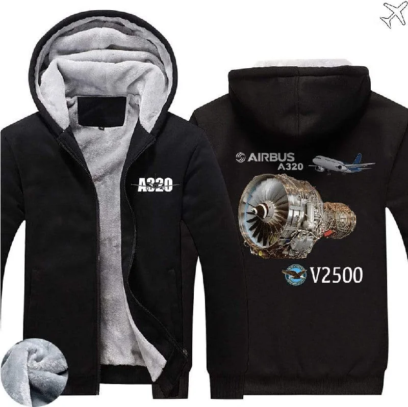 spark chic hoodies -AIRBUS A320 V2500 ZIPPER SWEATERS