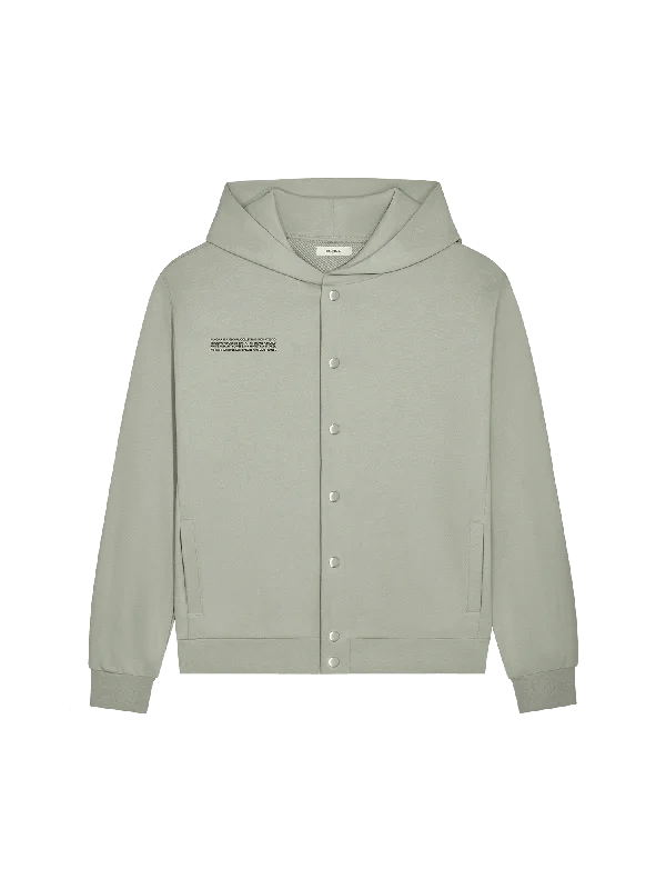 fade zip-up hoodies -Mens 365 Midweight Snap Button Hoodie—moss green