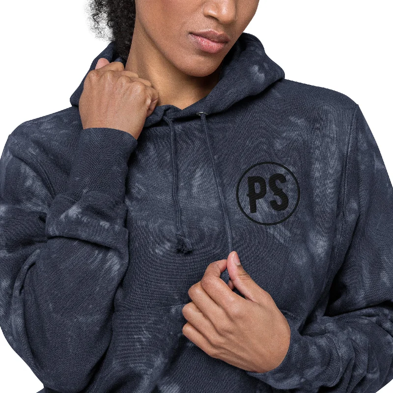 retro style hoodies -PS logo embroidered tie-dye hoodie