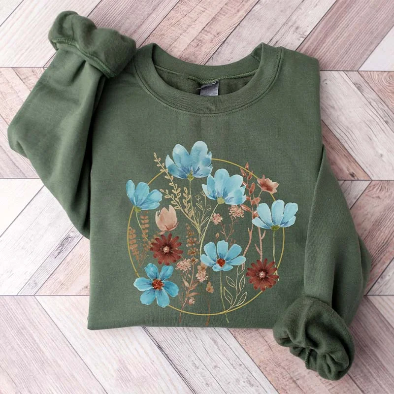 doodle sweatshirts cartoon -Botanical Flowers Lover Sweatshirt