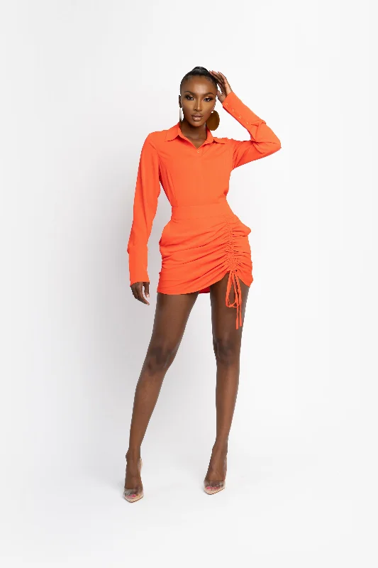 clean basic skirts -NEON ORANGE ESTA mini skirt