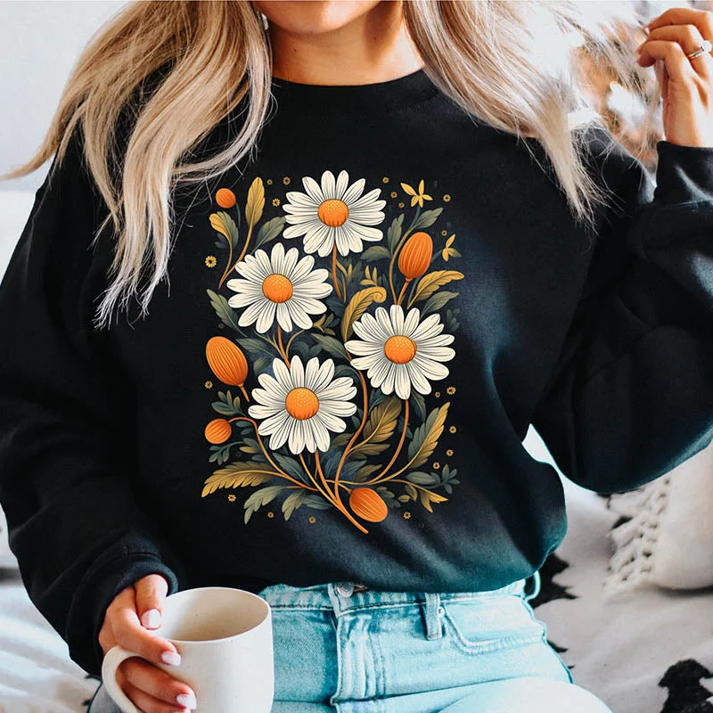 code sweatshirts gaming -Boho Daisy Wildflower Nature Sweatshirt