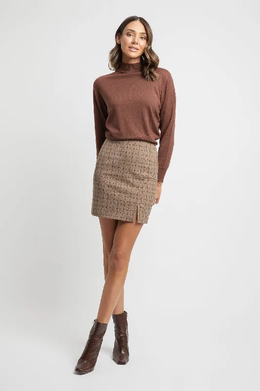 textured cozy skirts -Chelsea Check Mini Skirt