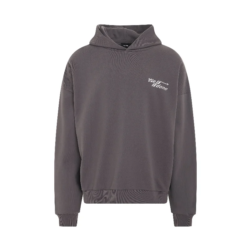 hush cool hoodies -Diagonal Logo Hoodie in Charcoal