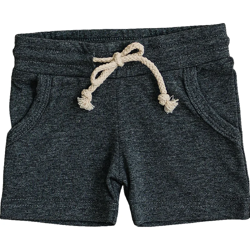 modern neat shorts -Charcoal Pocket Cotton Shorts