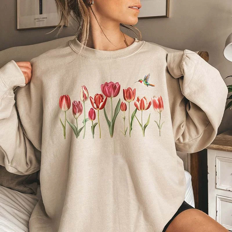 dip-dye modern sweatshirts -Tulip Lover Minimalist Sweatshirt