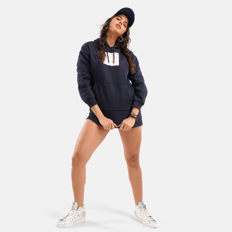 cheery chill hoodies -Tokyo Long Fleece Hoodie in Navy