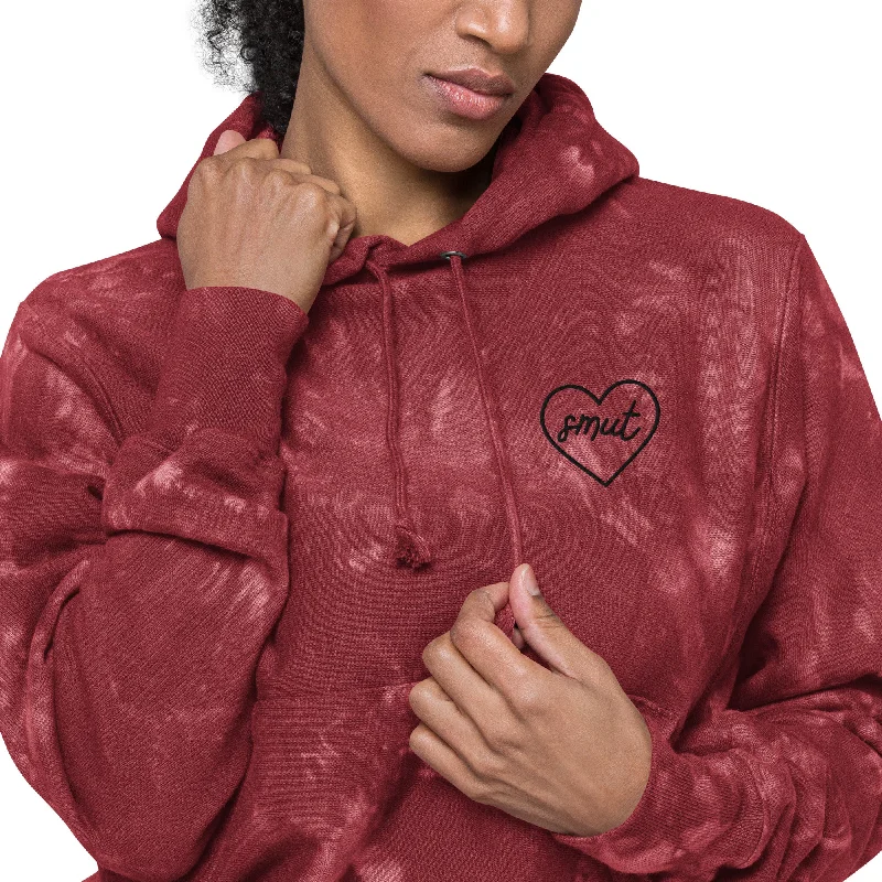 clean hoodies white -smut heart embroidered tie-dye hoodie