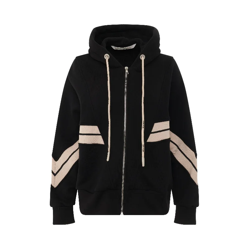 frame hoodies cartoon -Track Rib Zipped Hoodie in Black/Butter