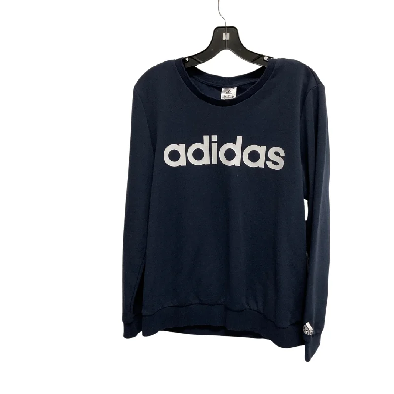 heal print sweatshirts -Athletic Sweatshirt Crewneck By Adidas In Navy, Size: L