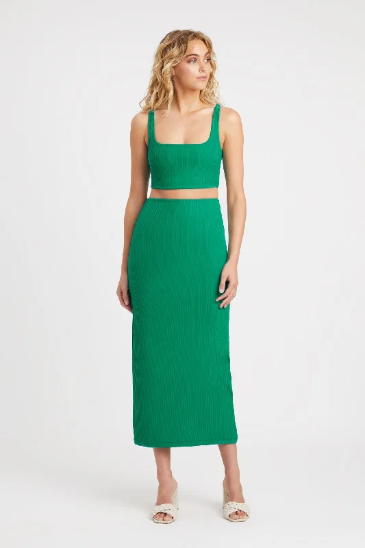 elegant maxi skirts -Staple Rib Midi Skirt