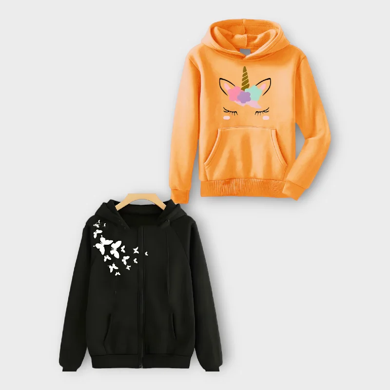 fade hoodies trendy -Pack Of 2 Winter Hoodie Printed For Women's