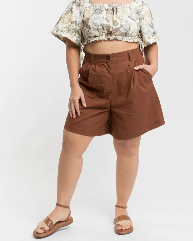 knit smooth shorts -WAREHOUSE SALE | Maggie Tailored Shorts | Brown