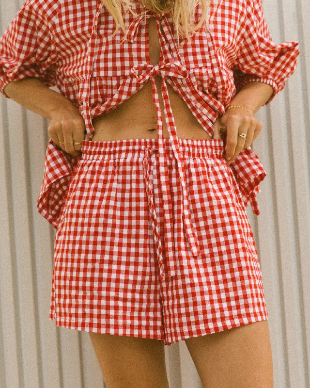 neutral simple shorts -Matilda Shorts | Red Gingham