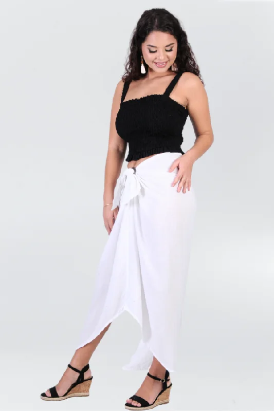 swift dry skirts -VBLK091 - LONG COCONUT SKIRT W/CLASP - WHITE