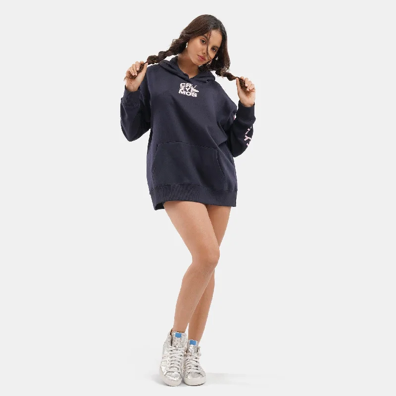 plush chill hoodies -Breathe and Buzz Regular Fleece Hoodie in Navy - Womens