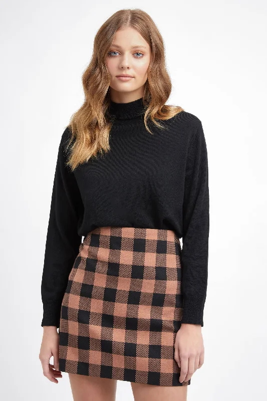 cotton knit skirts -Tribeca Check Mini Skirt