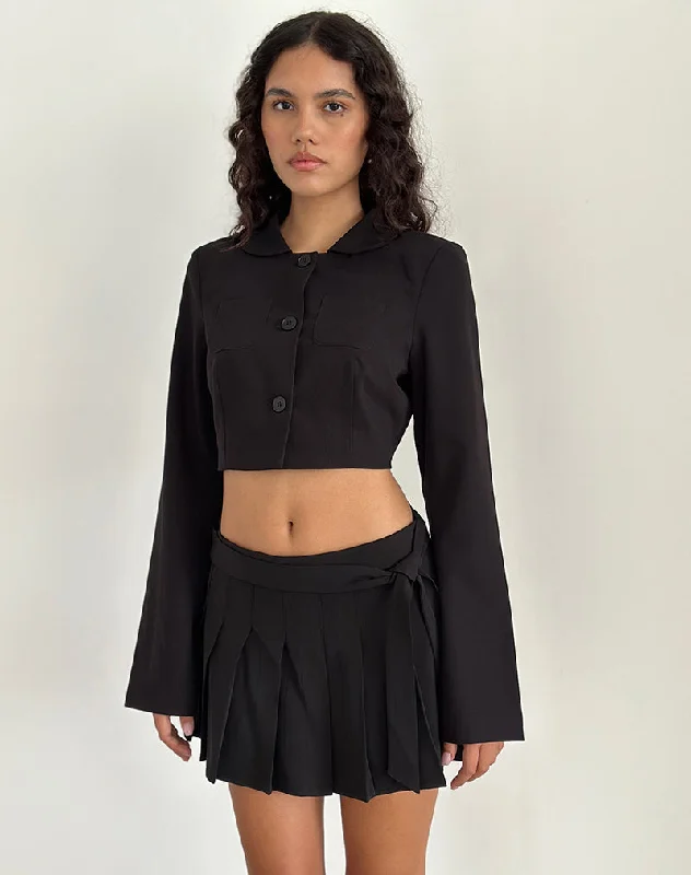 chill softshell jackets -Zaviya Cropped Jacket in Black