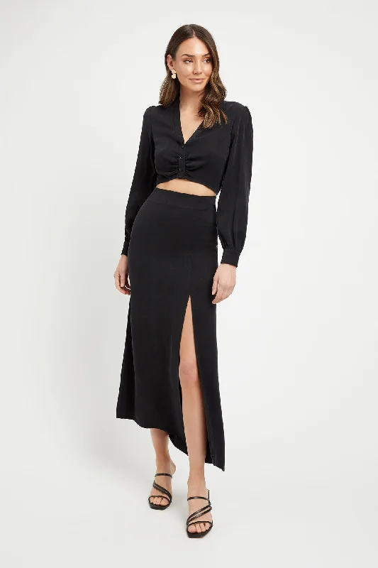 warm base skirts -Clarisa Split Midi Skirt