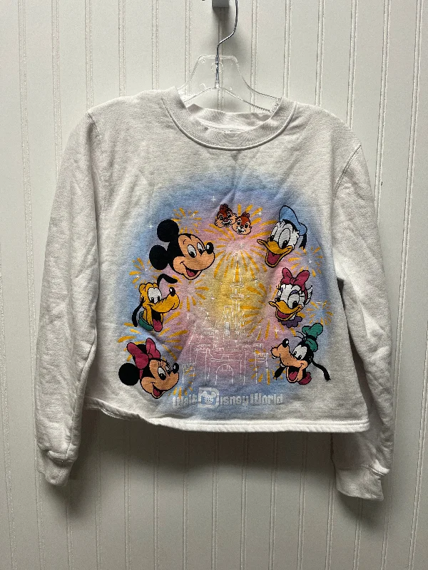 calm stripe sweatshirts -Sweatshirt Crewneck By Disney Store In White, Size: M