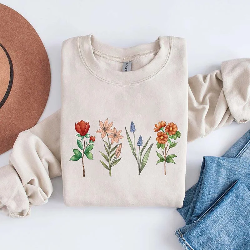 void modern sweatshirts -Plant Mom Gift Flower Sweatshirt