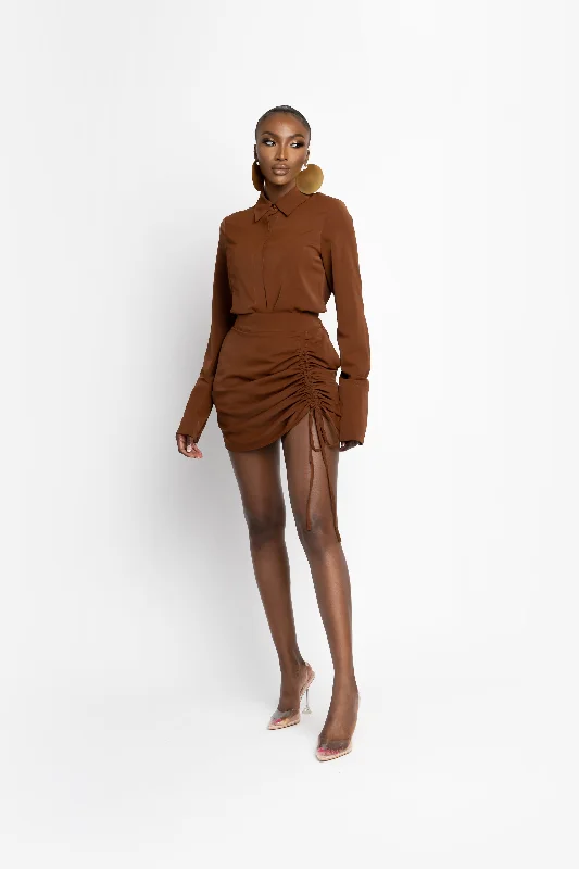 stretch ribbed skirts -CHOCOLATE ESTA mini skirt