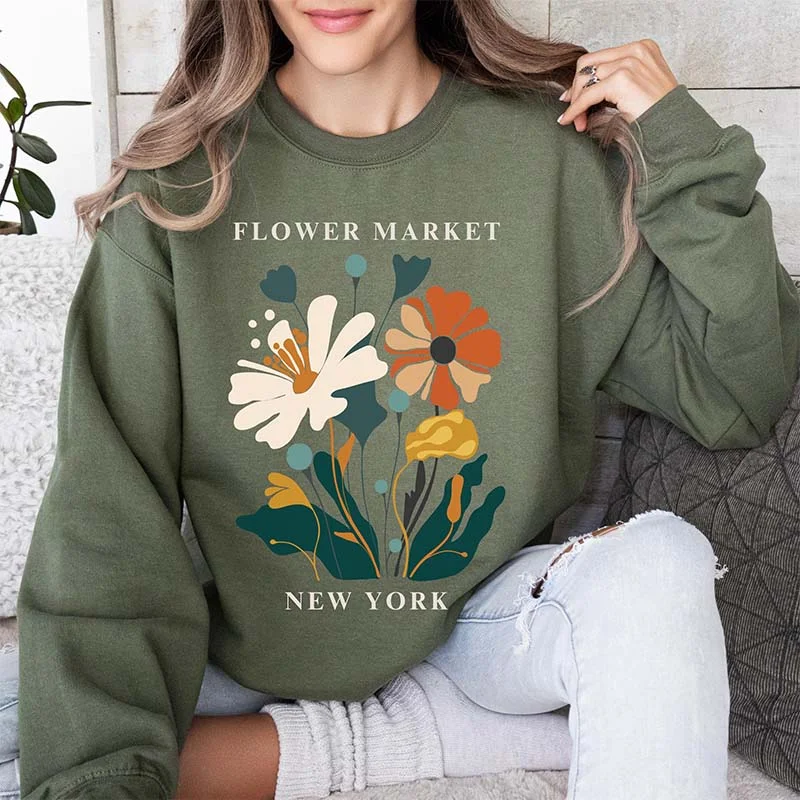 heal trend sweatshirts -Flower Market New York Sweatshirt