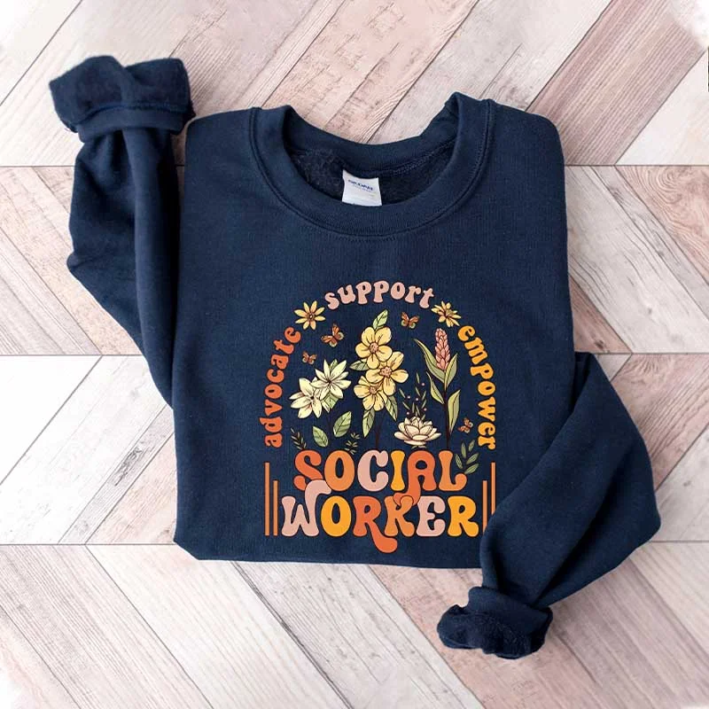 deep sweatshirts rugged -Wildflower Social Worker Sweatshirt