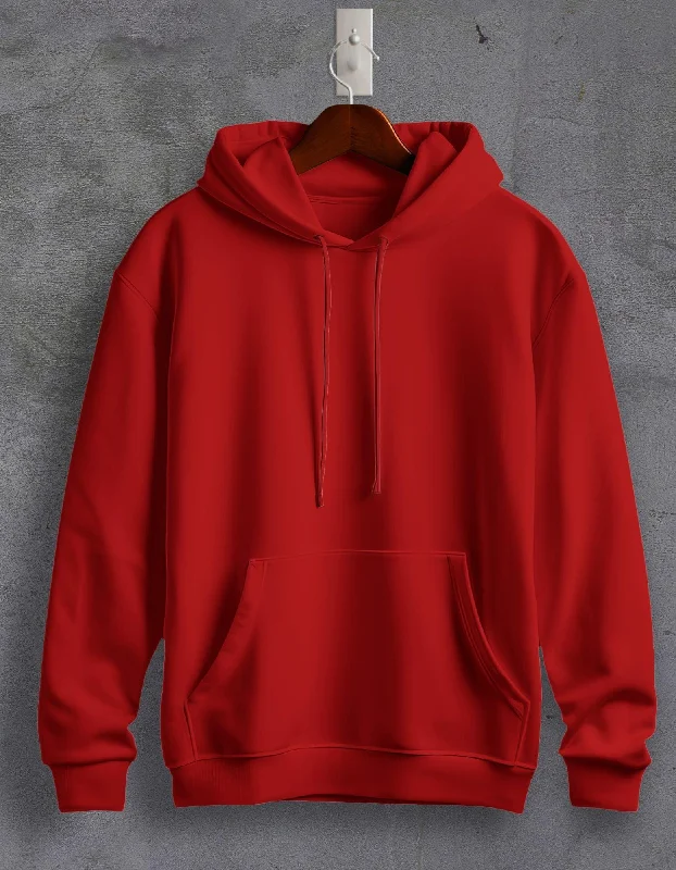 crest abstract hoodies -Red Plain Unisex Hoodie For Men/Women