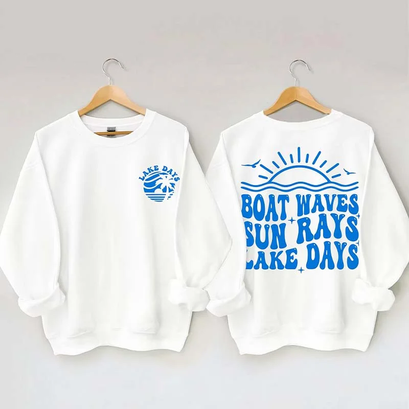 stars sweatshirts patriotic -Boat Waves Sun Rays Lake Days Sweatshirt