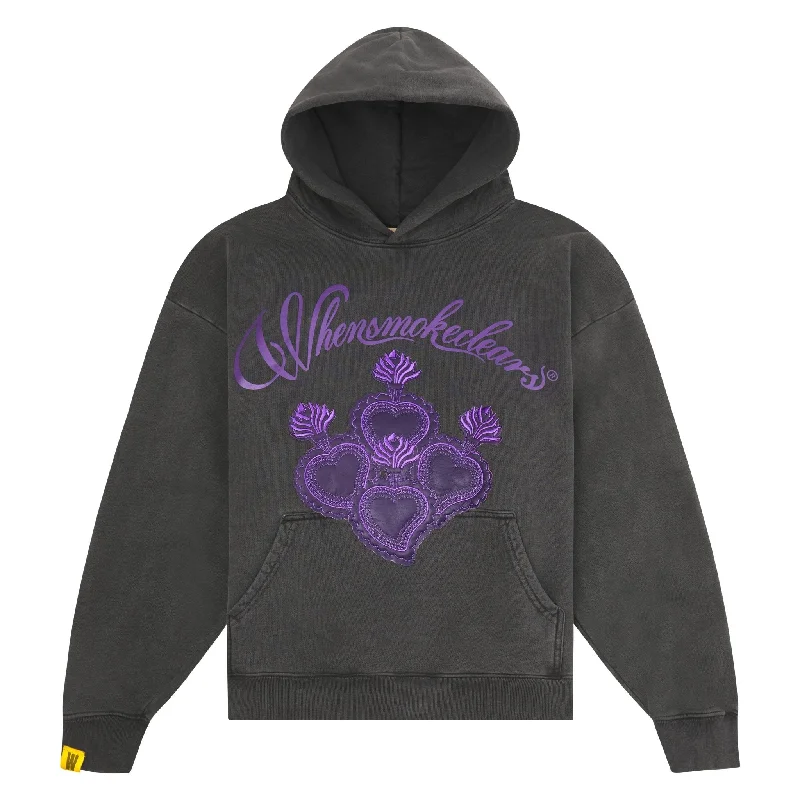 frame style hoodies -Fumi Leather Hoodie | Black/Purple