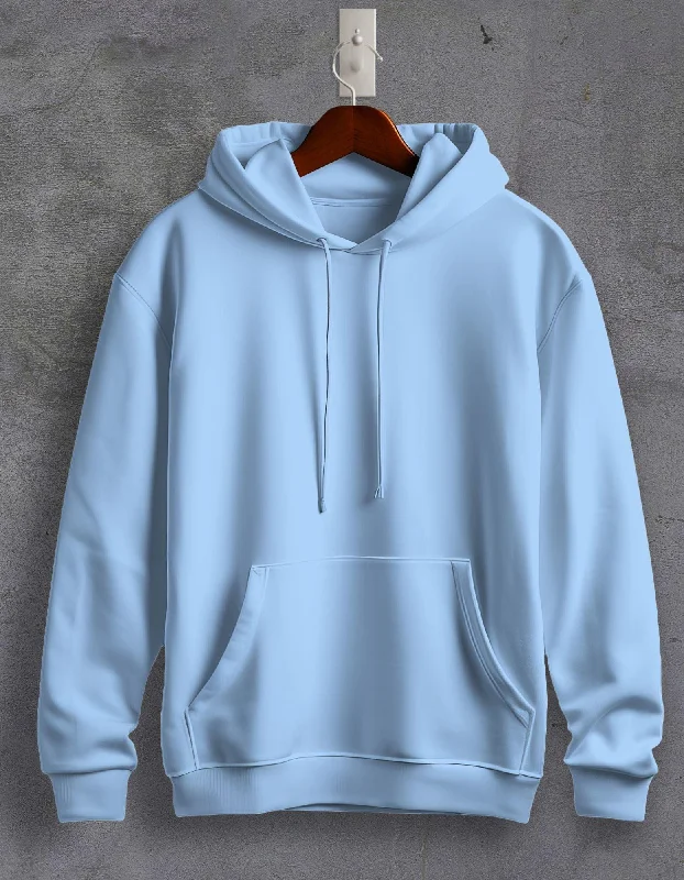 glow abstract hoodies -Baby Blue Plain Unisex Hoodie For Men/Women