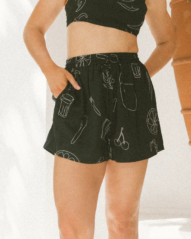 long comfy shorts -Lacey Shorts | Black Caliente