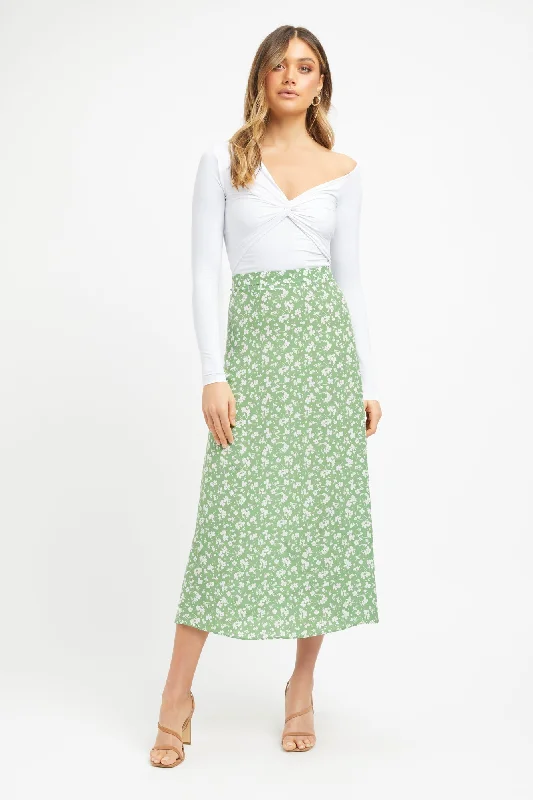 hem flowy skirts -Becky Midi Skirt