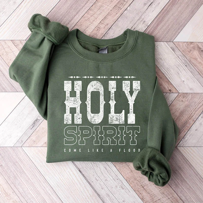 bloom print sweatshirts -Western Christian Holy Spirit Sweatshirt