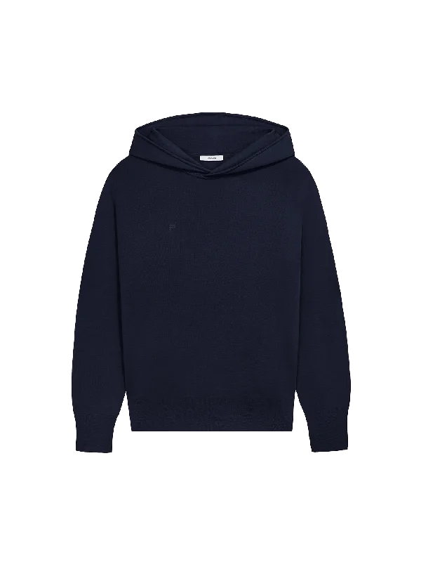 crest print hoodies -Womens Regenerative Merino Wool Hoodie—navy