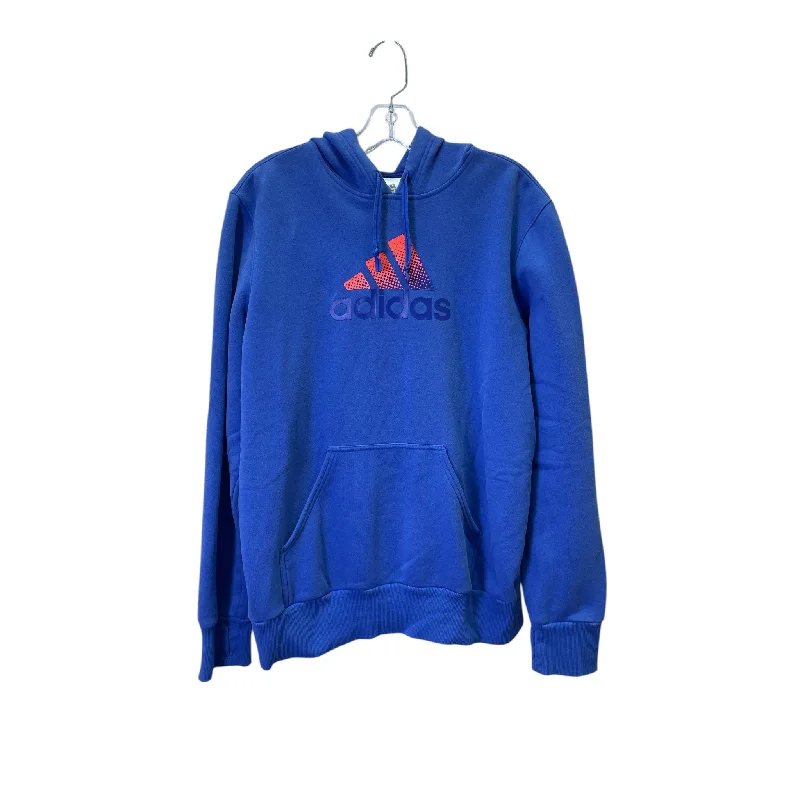 path print sweatshirts -Athletic Sweatshirt Hoodie By Adidas In Blue, Size:L