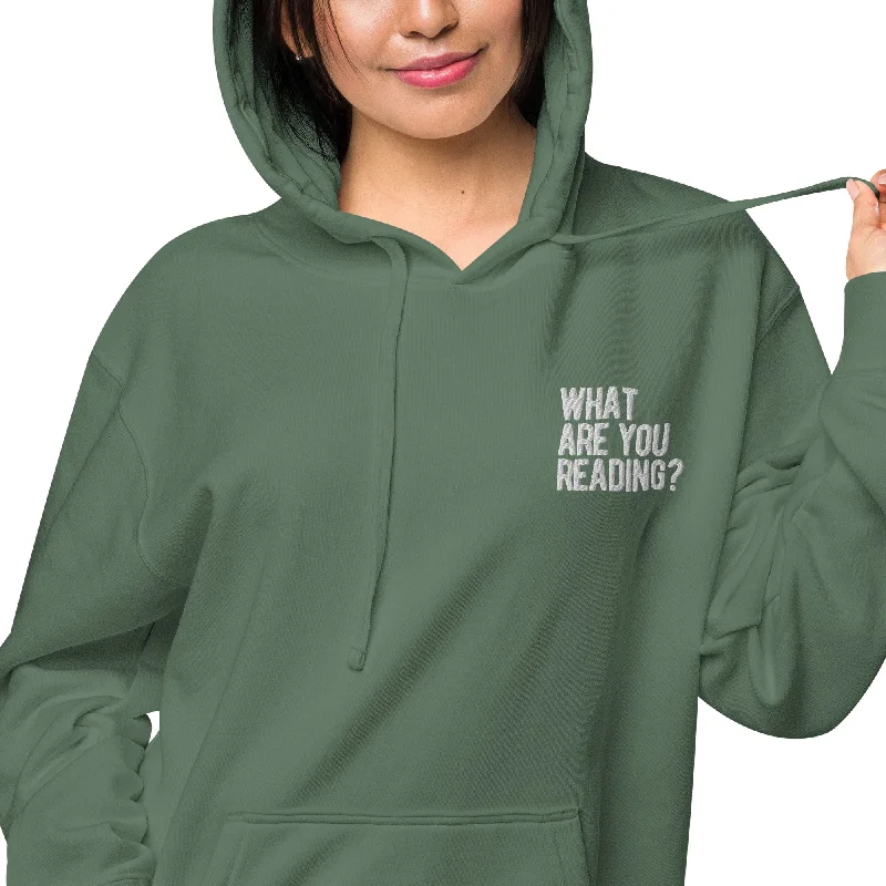 plush chic hoodies -what are you reading embriodered hoodie